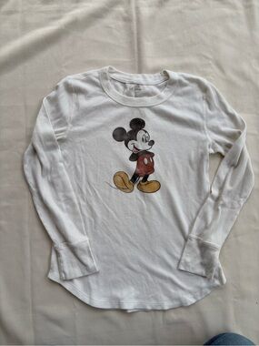 GAP Disney Mickey Mouse White Long-Sleeve Kids Thermal Top